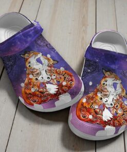 Fox Mandala Galaxy Crocs | Purple Cosmic Animal Shoes