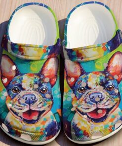Colorful French Bulldog Crocs | Watercolor Pop Art Frenchie Shoes