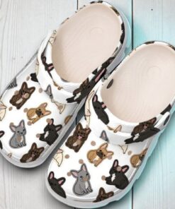 French Bulldog Crocband Pattern clog Shoes