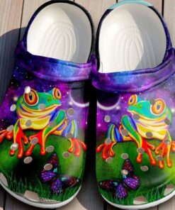 Rainbow Tree Frog Galaxy Crocs | Psychedelic Space Animal Shoes