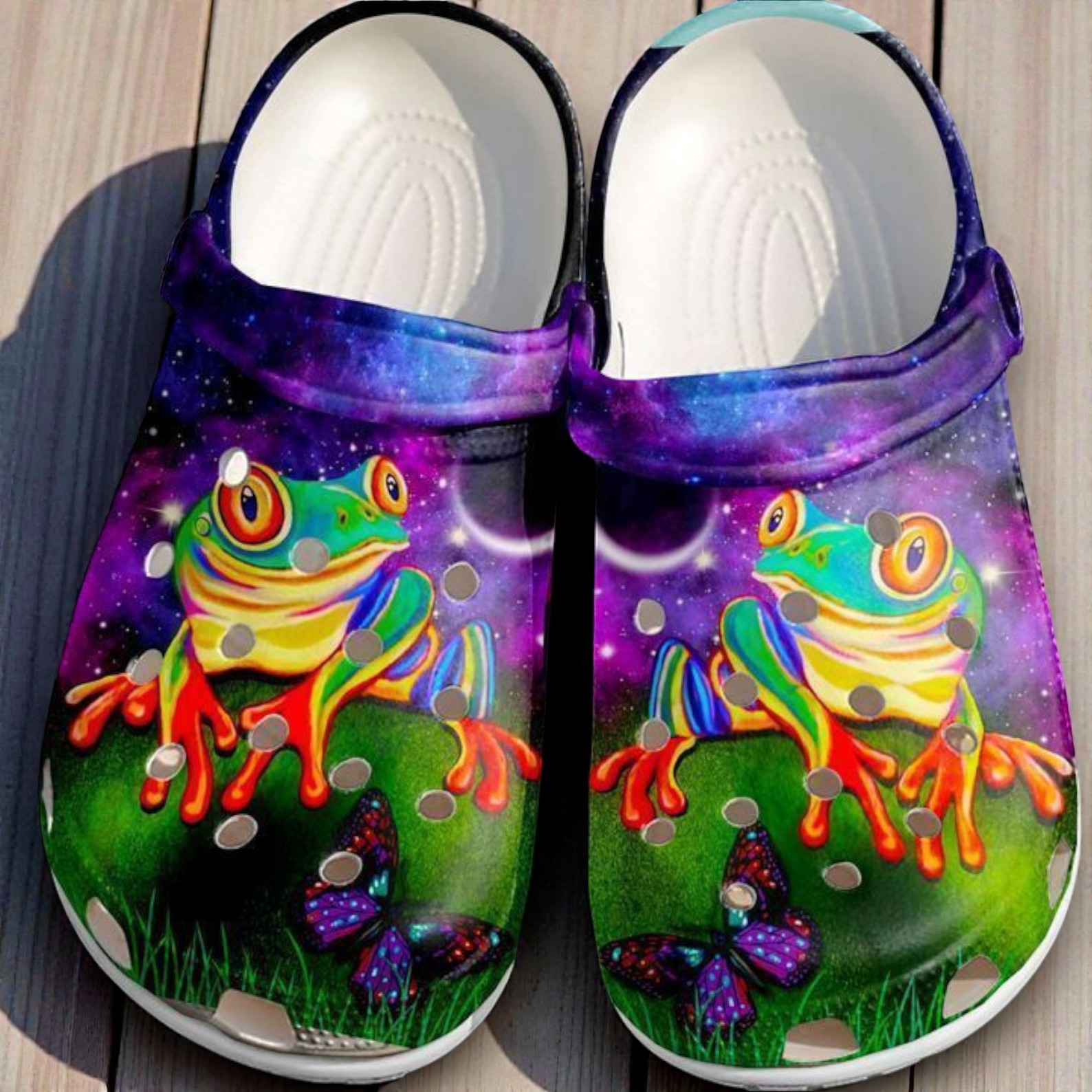 Rainbow Tree Frog Galaxy Crocs | Psychedelic Space Animal Shoes Rainbow Tree Frog Galaxy Crocs | Psychedelic Space Animal Shoes