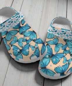 Blue Morpho Butterfly Pattern Crocs | Casual Nature Shoes