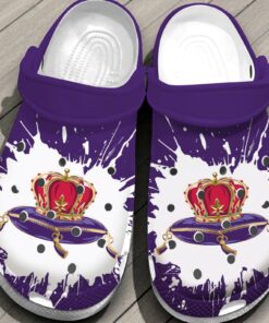 Crown Royal Paint Splatter Crocs | Purple Canadian Whisky Shoes