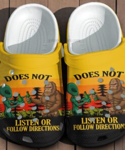 Bigfoot & Alien Drinking Beer Crocs | Funny “Does Not Listen” Sasquatch Shoes