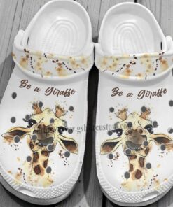 Watercolor “Be a Giraffe” Crocs – Cute Safari Animal Print Shoes