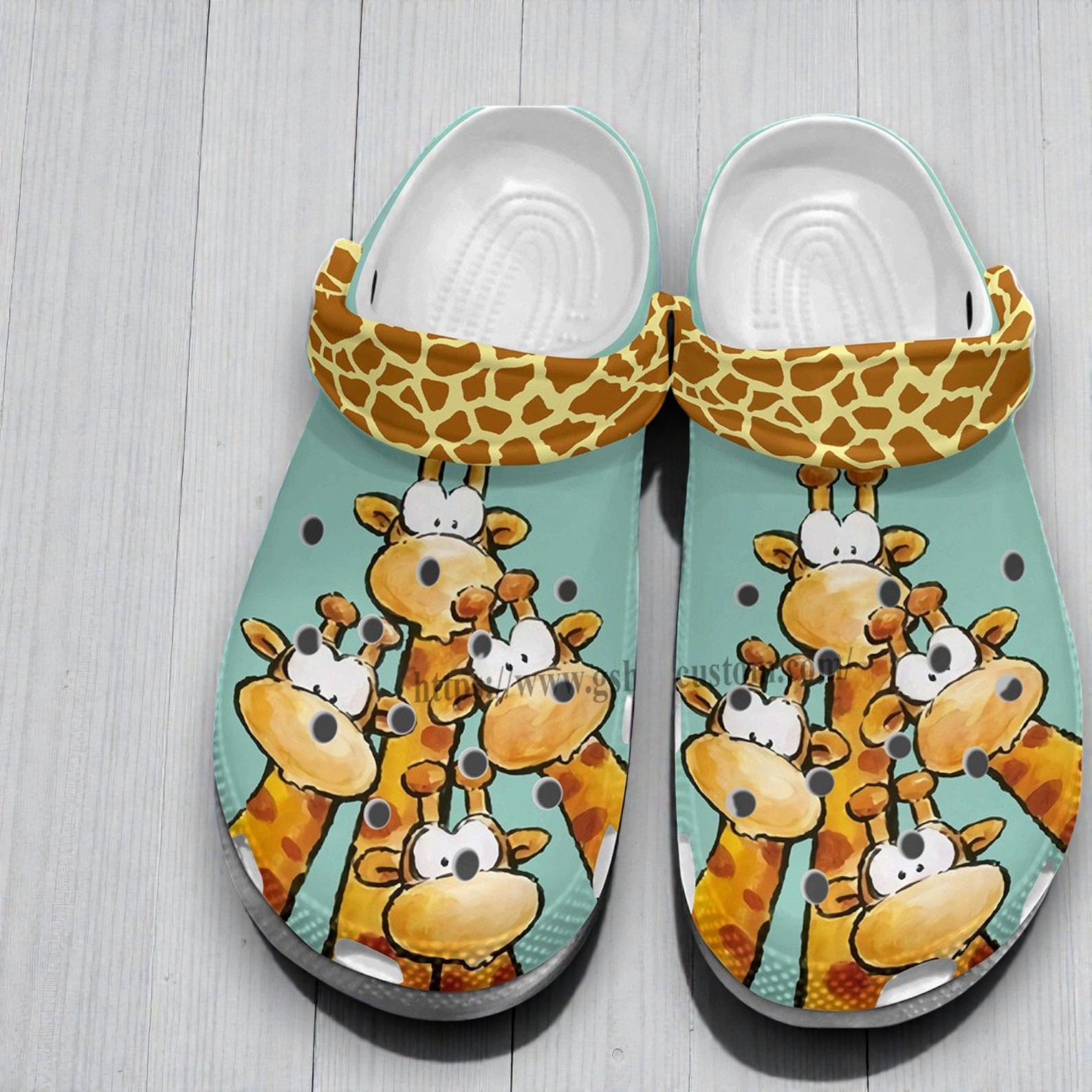 “Giraffe Squad” – Funny Cartoon Giraffe & Teal Crocs “Giraffe Squad” – Funny Cartoon Giraffe & Teal Crocs