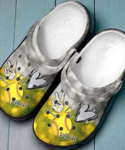 “Diamond Shine” – Peace, Love & Softball Glitter Crocs