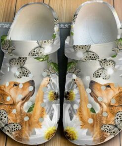 “Gentle Soul” – Golden Retriever & Butterfly Garden Crocs