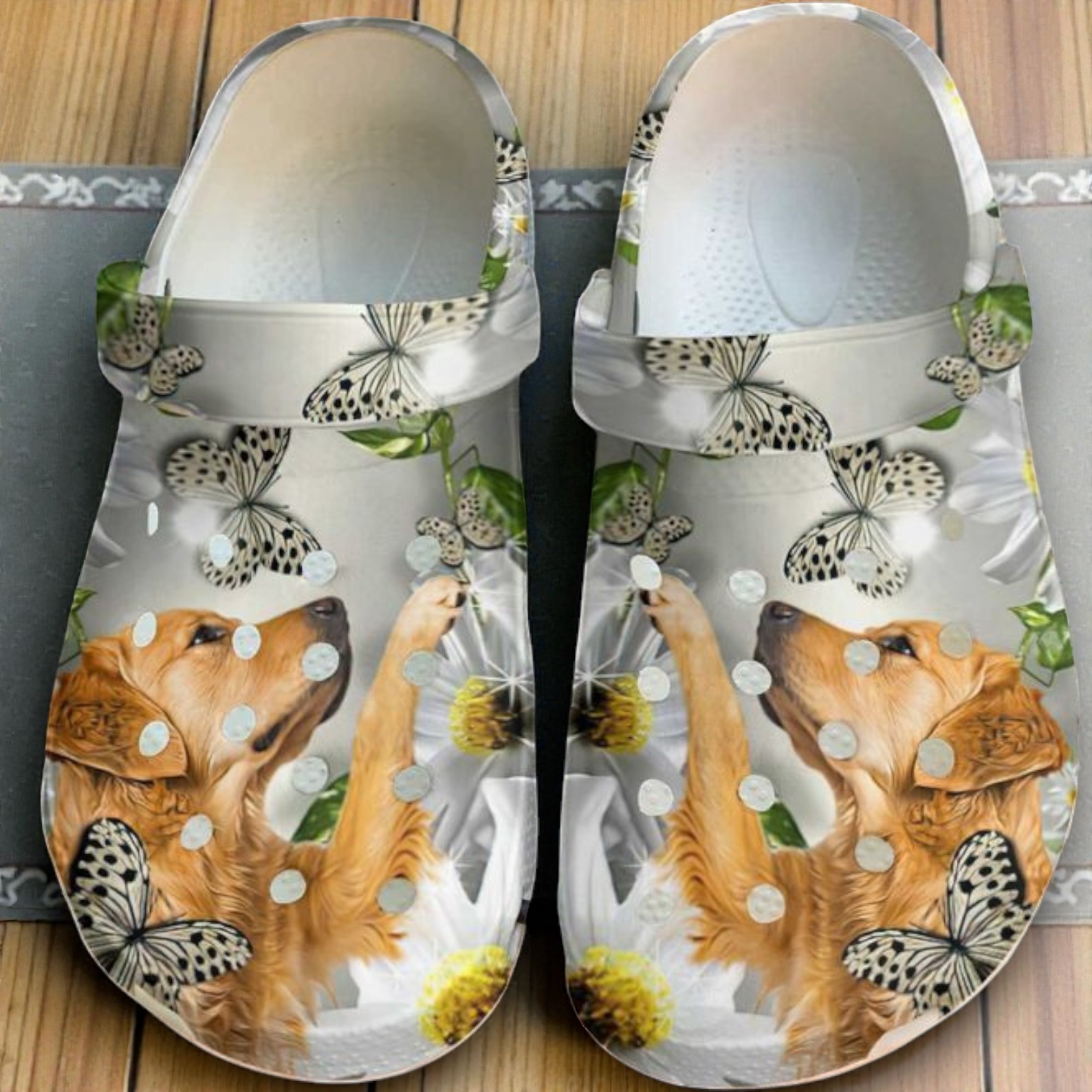 “Gentle Soul” – Golden Retriever & Butterfly Garden Crocs “Gentle Soul” – Golden Retriever & Butterfly Garden Crocs