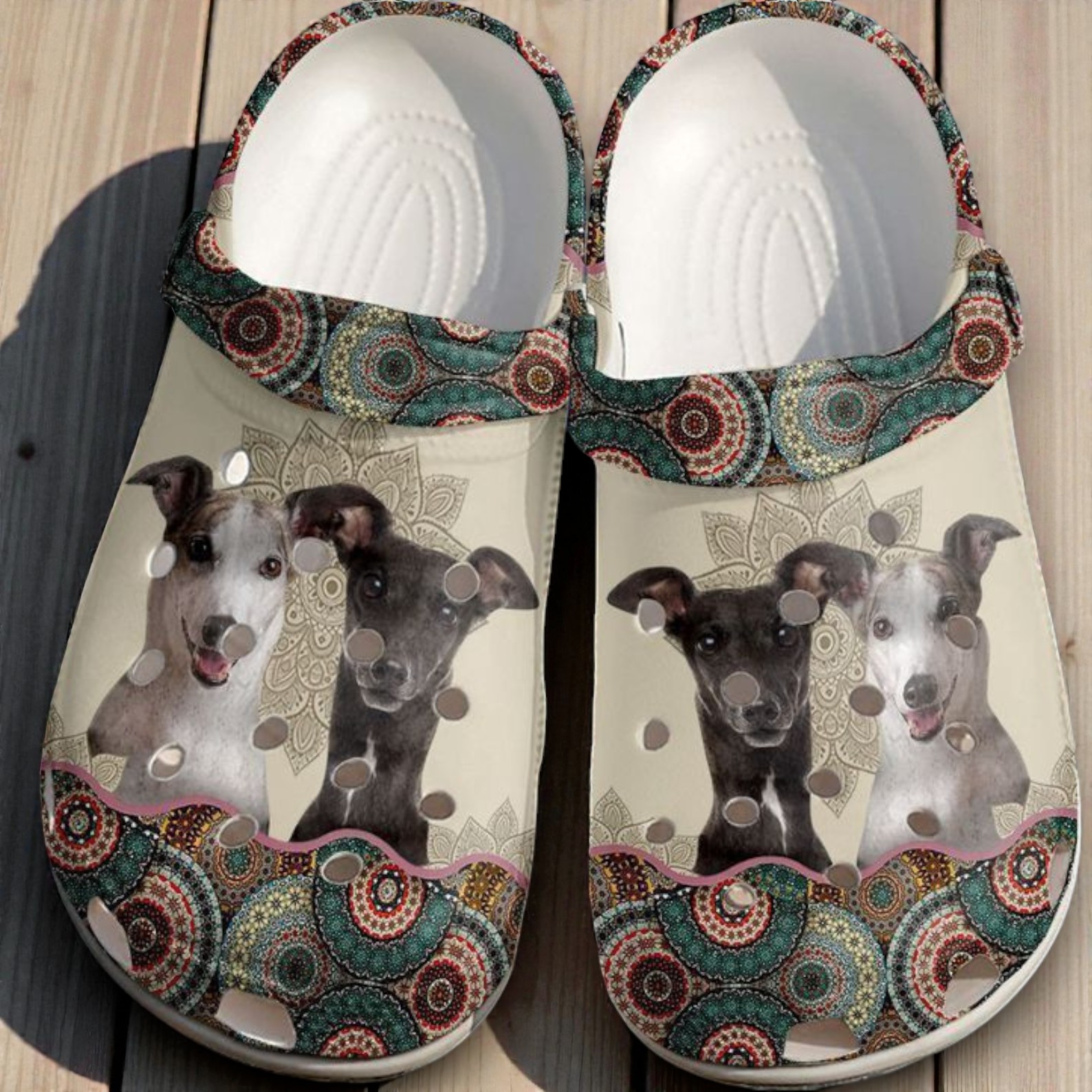 Bohemian Greyhound Crocs – Cute Boho Mandala Dog Shoes Bohemian Greyhound Crocs – Cute Boho Mandala Dog Shoes