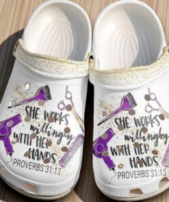 Hairstylist She Works Willingly clog Shoes