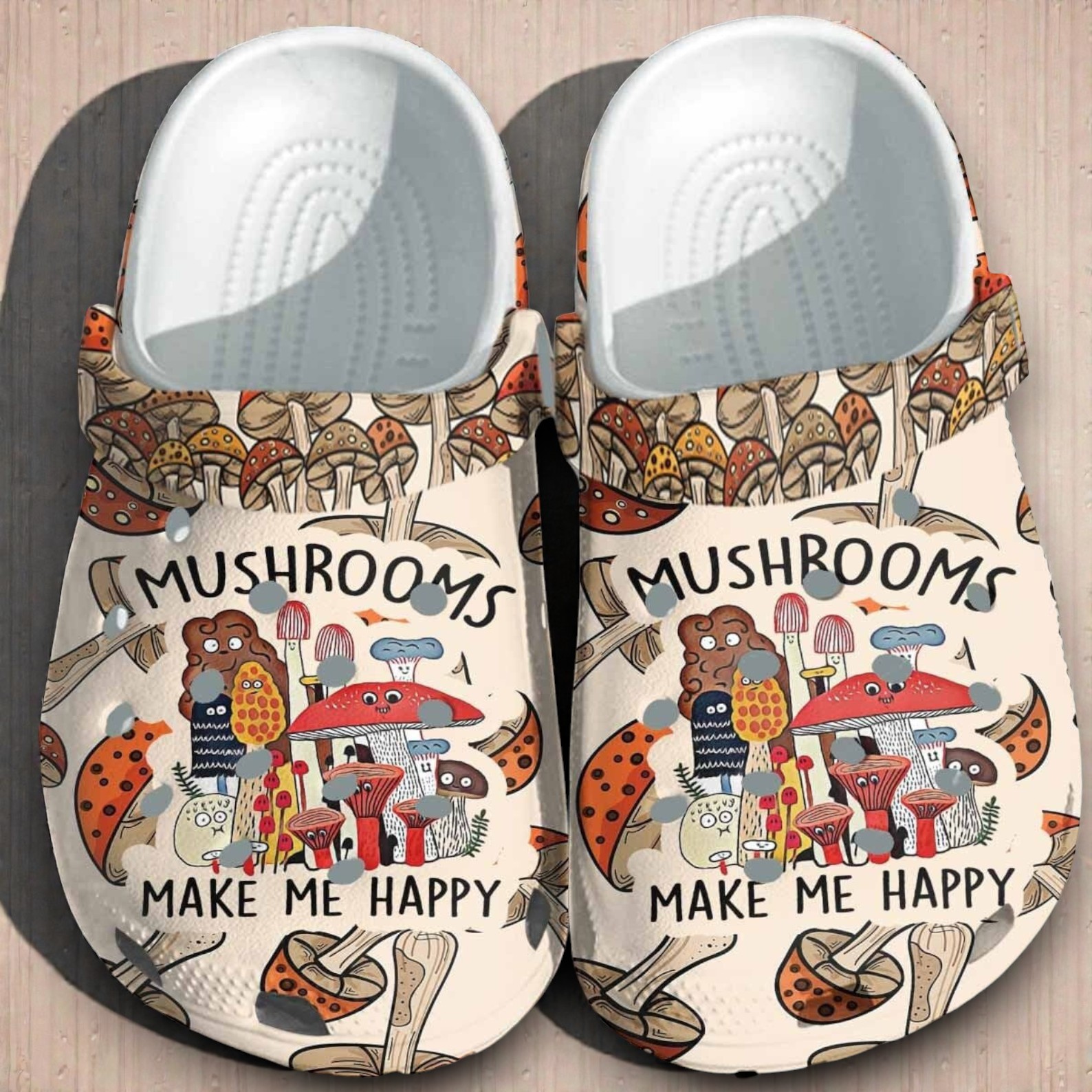 “Mushrooms Make Me Happy” Crocs | Cute Cottagecore Foraging Shoes “Mushrooms Make Me Happy” Crocs | Cute Cottagecore Foraging Shoes