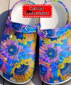Hippie   Hippie Sunflower Colorful Clog Shoes For Men And Women