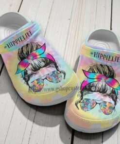 #Hippielife Tie Dye Messy Bun Crocs – Grateful Dead Dancing Bears Shoes