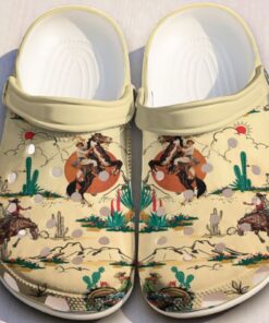 Retro Cowboy Desert Crocs | Vintage Rodeo & Cactus Print Shoes