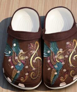 Faux Tooled Leather Hummingbird Crocs | Treble Clef & Music Note Print