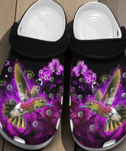 Hummingbird Girl Roses Purple Crocs Shoes