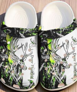 White Camo Buck Deer Hunting Crocs