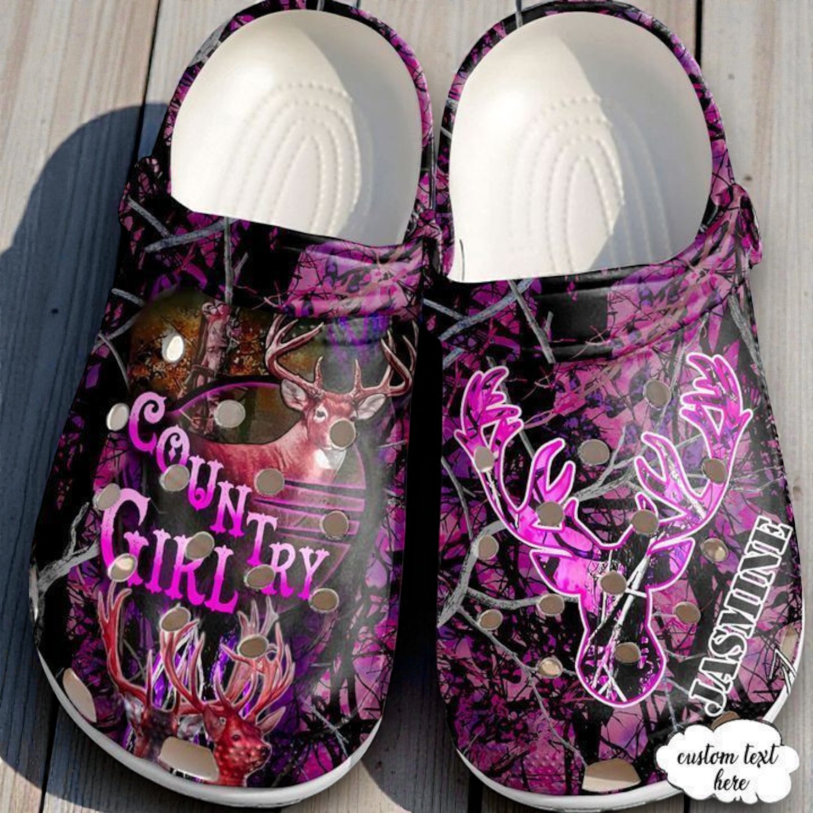 Pink Camo “Country Girl” Crocs – Custom Name Deer Hunting Shoes Pink Camo “Country Girl” Crocs – Custom Name Deer Hunting Shoes