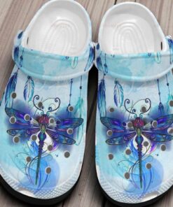 Blue Dragonfly Watercolor Crocs – Boho Nature Spirit Shoes