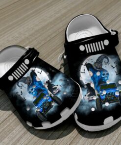 Halloween Witch & Blue Jeep Wrangler Crocs | Spooky Full Moon Shoes