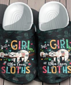 Just A Girl Who Loves Sloth Crocs Shoes Gift Grandma Mother Day  Sloth Daughter Son Shoes For Women
