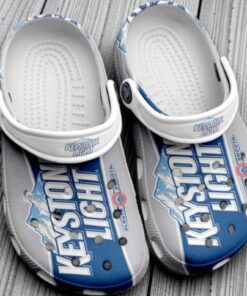 Keystone Light Beer Crocs | “Always Smooth” Blue & Silver Shoes