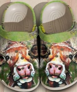 Rustic Watercolor Cow Farm Crocs – Cute Heifer Shoes