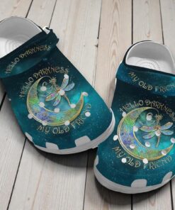 “Hello Darkness My Old Friend” Dragonfly Moon Crocs – Celestial Night Shoes