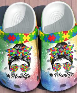 Mom Life With Puzzle Autism Awareness Clogs Shoes Gifts