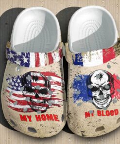 My Blood France My Home Usa Custom Shoes Clogs Gift