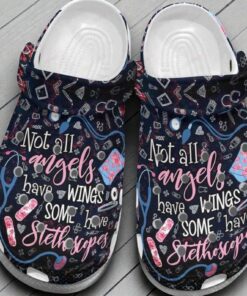 “Not All Angels Have Wings” Nurse Crocs | Medical Stethoscope Shoes