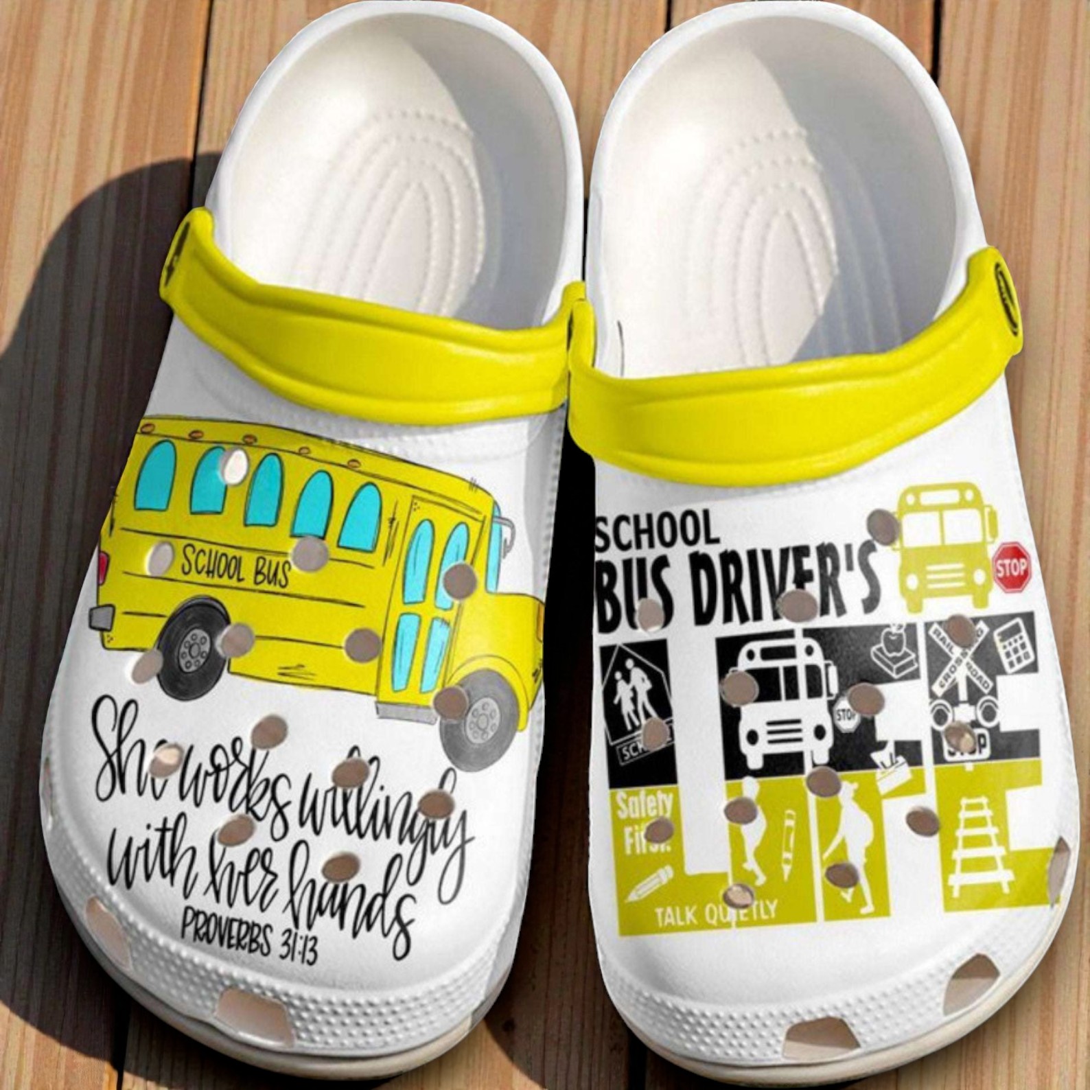 Christian School Bus Driver Crocs | Proverbs 31 Yellow Bus Shoes Christian School Bus Driver Crocs | Proverbs 31 Yellow Bus Shoes