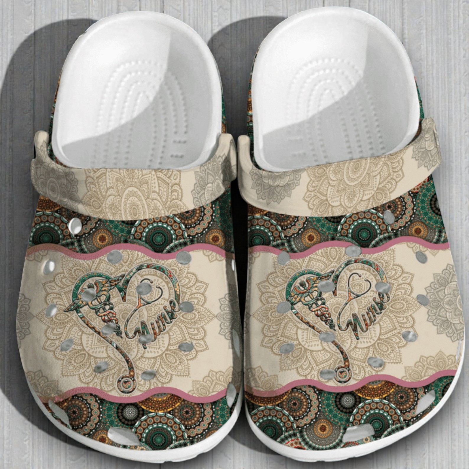 Nurse Personalized Nurse Mandala Heart Vintage Gift For Unique Gifts Clog Shoes For Men And Women Nurse Personalized Nurse Mandala Heart Vintage Gift For Unique Gifts Clog Shoes For Men And Women