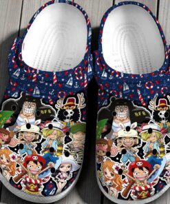 One Piece Straw Hat Crew Crocs | Chibi Anime Character Nautical Shoes