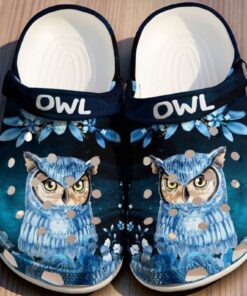 Blue Night Owl Crocs | Mystical Floral Forest Shoes