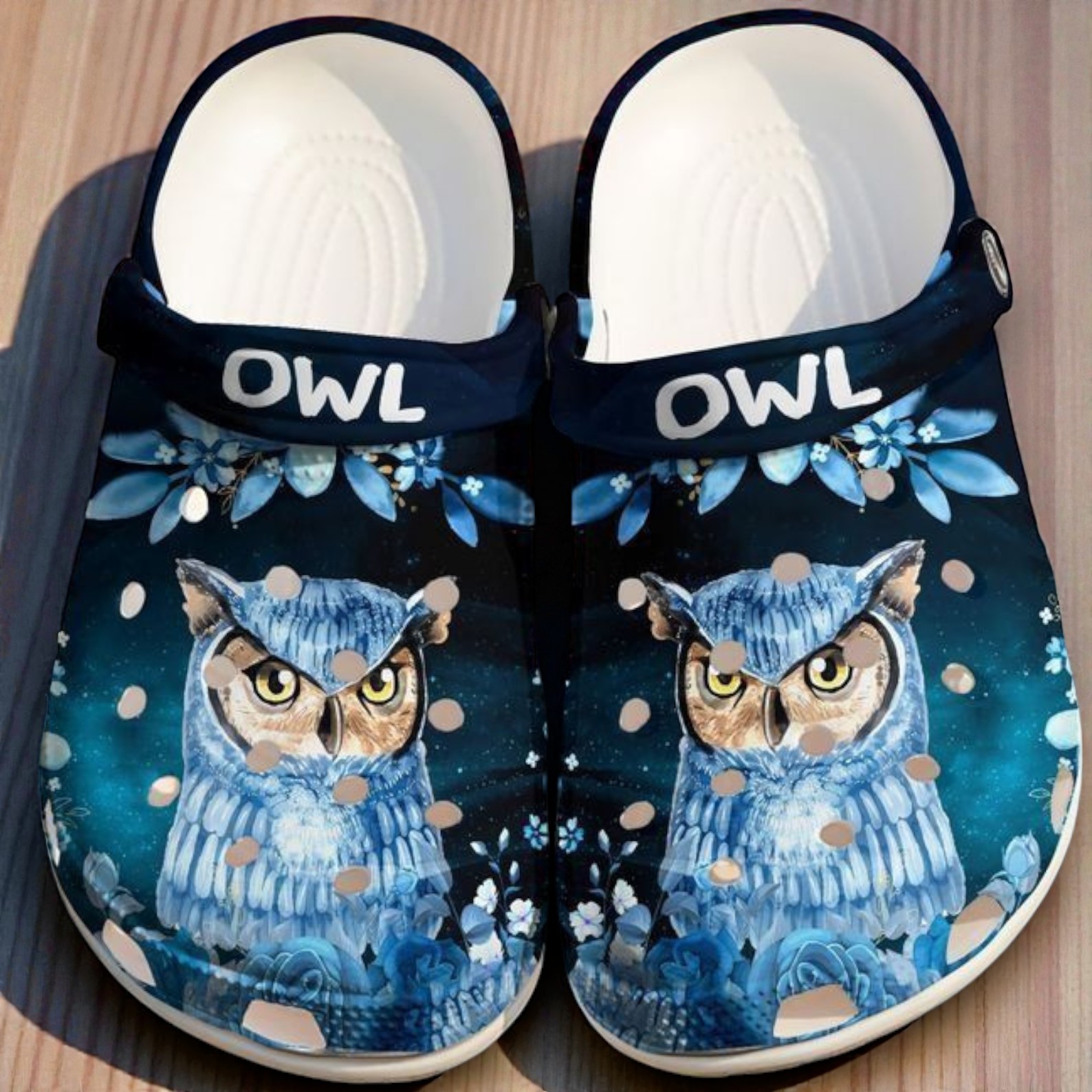 Blue Night Owl Crocs | Mystical Floral Forest Shoes Blue Night Owl Crocs | Mystical Floral Forest Shoes
