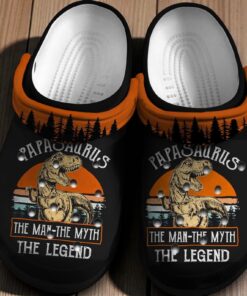 Papasaurus The Myth The Legend Funny Shoes Clogs Birthday Gift For Men Boys