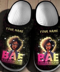 Personalized Bae Black And Educate Classic Crocs