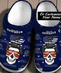 Dallas Cowboys Messy Bun Skull Crocs | Personalized Game Day Shoes