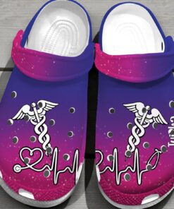 Personalized Nurse Symbol Purple Clog Shoes Dh