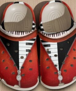 Piano Red Zipper Clog Shoes