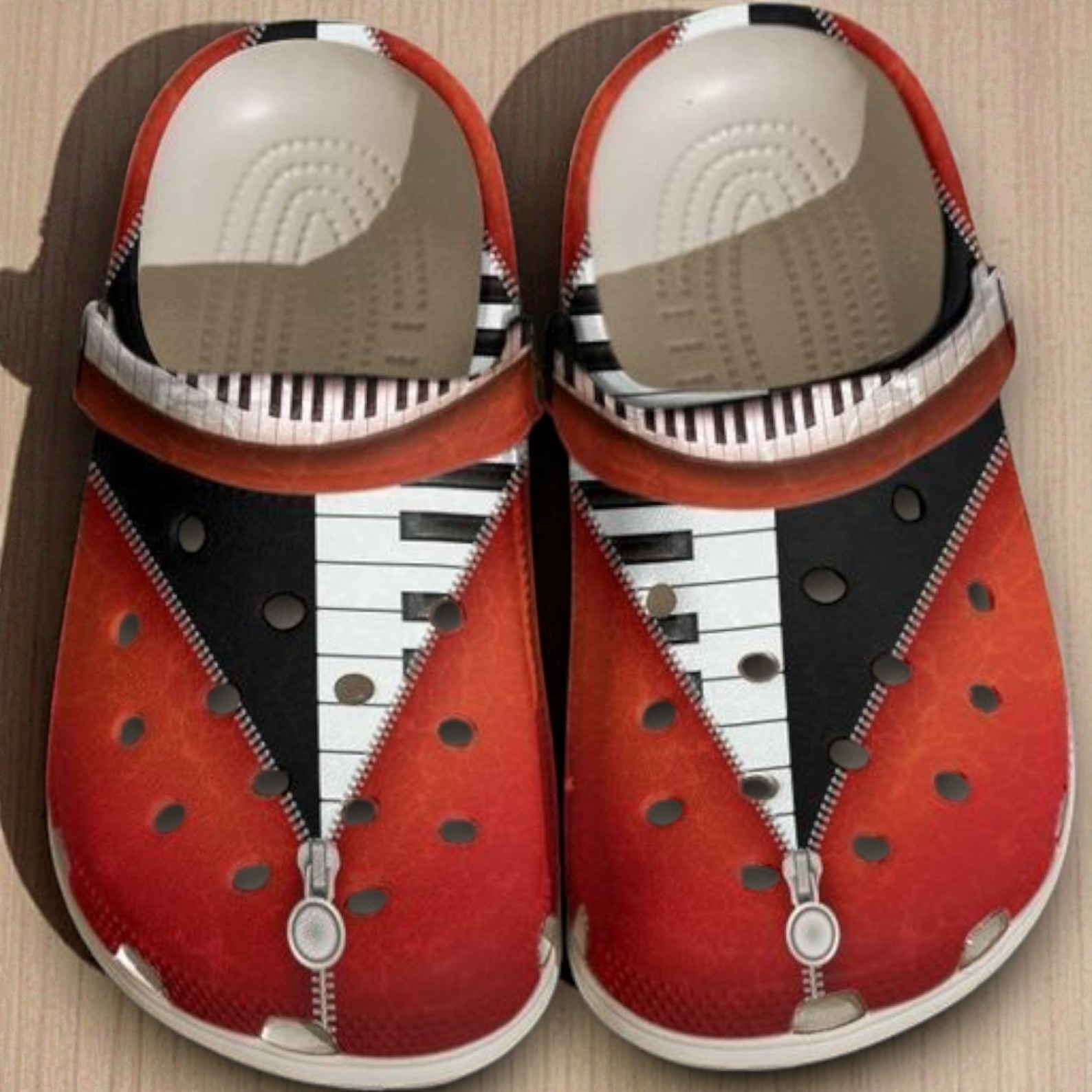 Piano Red Zipper Clog Shoes Piano Red Zipper Clog Shoes