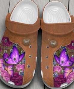 Pink Roses Butterfly Shoes Clogs Gifts For Mother Day