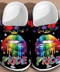 Pride Lips Love Is Lgbt Rainbow Clog Shoes