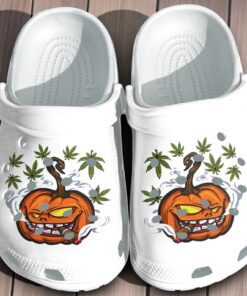Funny Smoking Pumpkin Weed Crocs – Halloween Stoner Shoes
