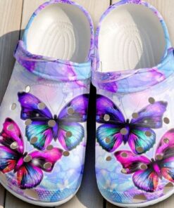 Purple Blue Butterfly Watercolor Crocs – Vibrant Nature Shoes