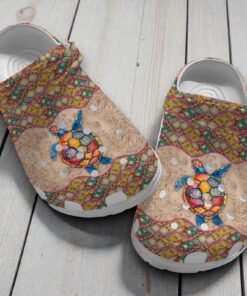 Colorful Boho Sea Turtle Crocs – Mosaic Mandala Beach Shoes