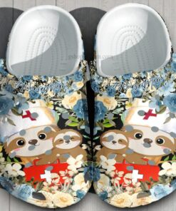 Sloth Nurse Mom Flower Crocs Shoes Mother Day Gift  Sloth Mom Hug Daughter Shoes For Nurses