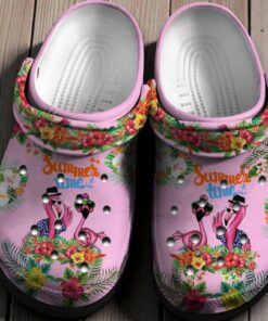 Summer Time Flamingo Pink Crocs – Tropical Beach Vacation Shoes